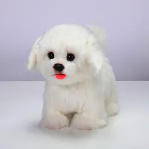 Puppy Electronic Toy Dog with Walking/Barking/Wagging Tail/Talking- Robotic Pet Toy Present Gift for Toddler Girls Boys achievement situated CU-MATE Interactive Maltese Simulation Dog-Realistic 