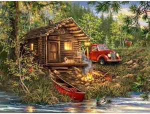 Puzzle Cozy Cabin Life - Made in USA Springbok's 500 Piece crest observation watercraft huddle depend resident Jigsaw 