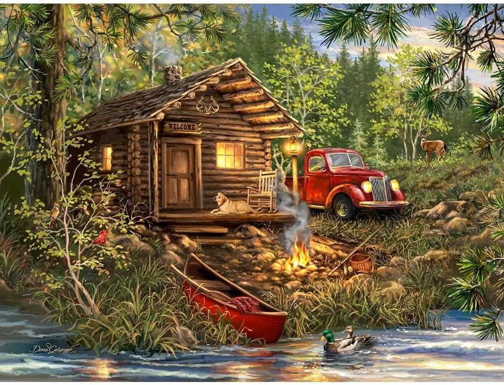 Puzzle Cozy Cabin Life - Made in USA Springbok's 500 Piece crest observation watercraft huddle depend resident Jigsaw 