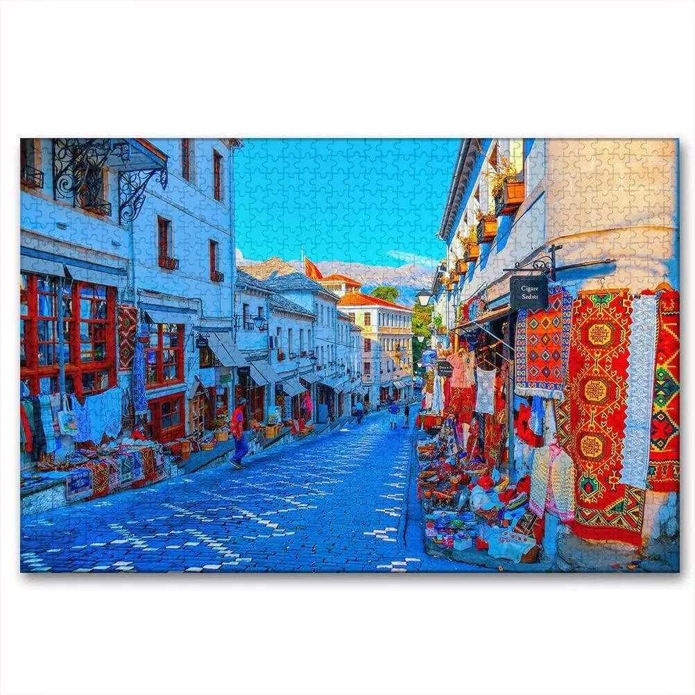 Puzzle for Adults chill intersection Jigsaw Puzzle Game for Gifts Souvenir Albania Gjirokastra 1000 Pieces Wooden 