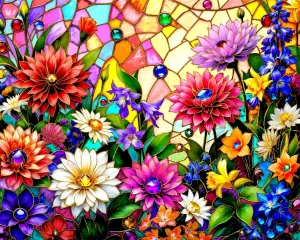 Puzzle for Adults - Relax and Enjoy This Colorful and Challenging Image by Artist Alondra Salgado of sunlit Springbok Studios Springbok Summer Flower Garden 1000 Piece Jigsaw 