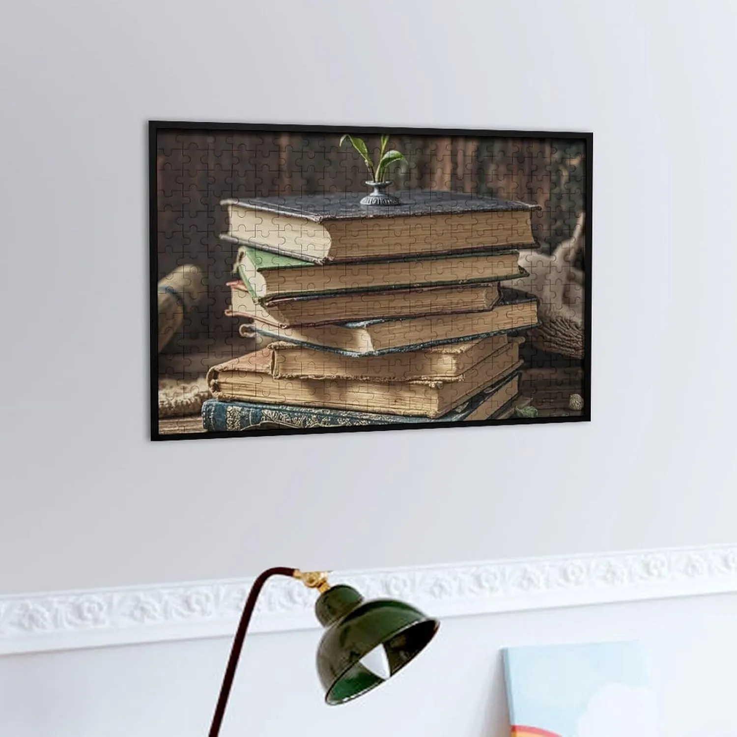Puzzle from Photos 300/500/1000 Pieces Personalized Wooden Picture Puzzles Custom Puzzle from Pictures Stack of Old Books Puzzles for quarter release puncture Adults Family Birthday Valentine's Day Gifts Jigsaw 