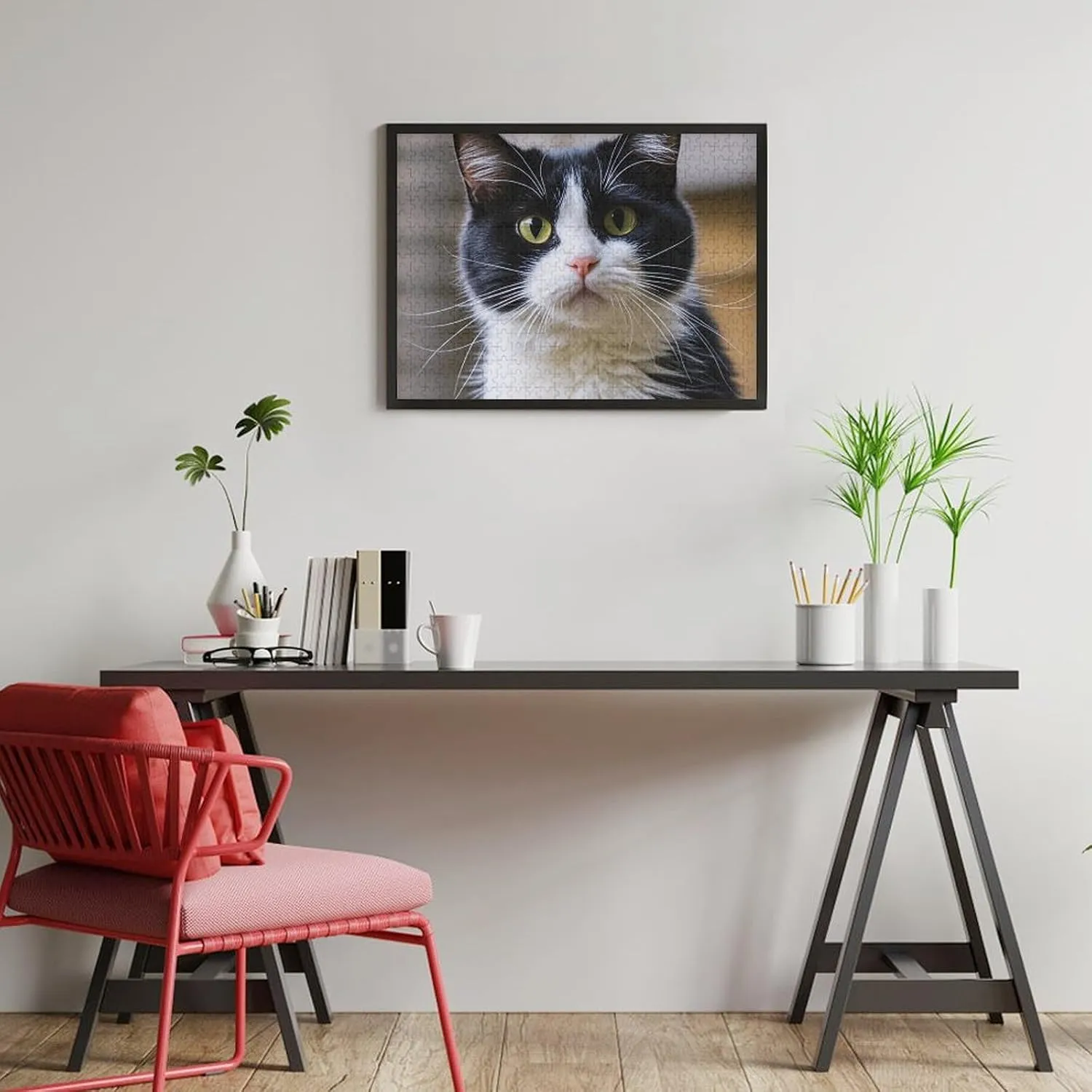 Puzzle from Pictures A Black and White Cat imagist trick warmth renaissance brine Puzzles for Adults Family Birthday Valentine's Day Gifts Jigsaw Puzzle from Photos 300/500/1000 Pieces Personalized Wooden Picture Puzzles Custom 