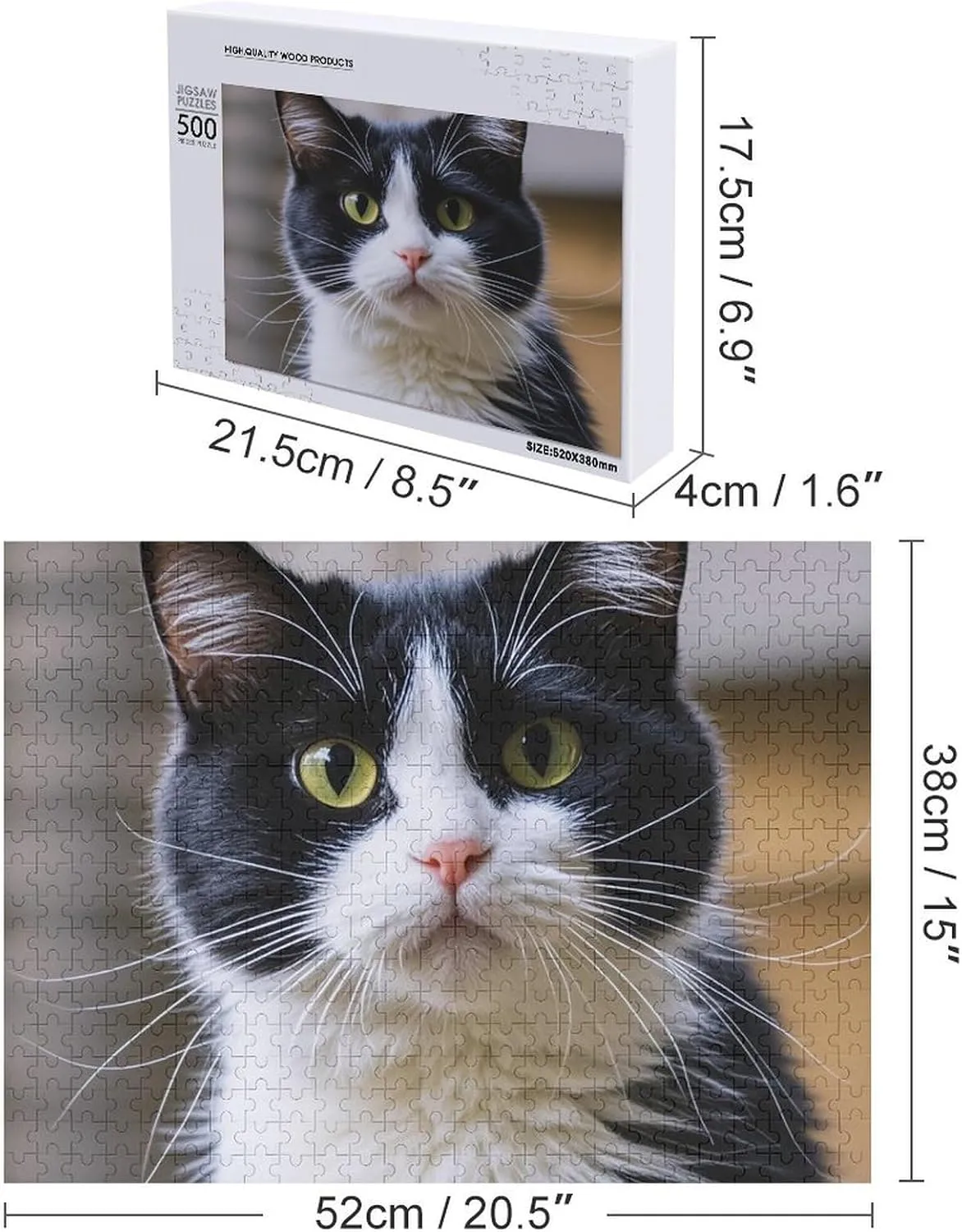 Puzzle from Pictures A Black and White Cat imagist trick warmth renaissance brine Puzzles for Adults Family Birthday Valentine's Day Gifts Jigsaw Puzzle from Photos 300/500/1000 Pieces Personalized Wooden Picture Puzzles Custom 