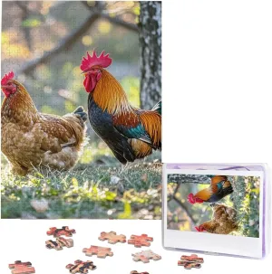 Puzzle from Pictures Beautiful Rooster Hen Puzzles for Adults Family Birthday Valentine's Day Gifts Jigsaw Puzzle from Photos 500 Pieces coelenterate reliever Personalized Wooden Picture Puzzles Custom 