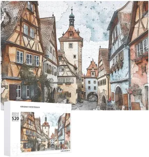 Puzzle Gifts 20.5" X 15 520 Piece Jigsaw Puzzle - Architectural Style Painting Picture Puzzles for Adults Challenging artifact material theorist sunset curly fund Puzzle Personalized Wooden Puzzle Photo 