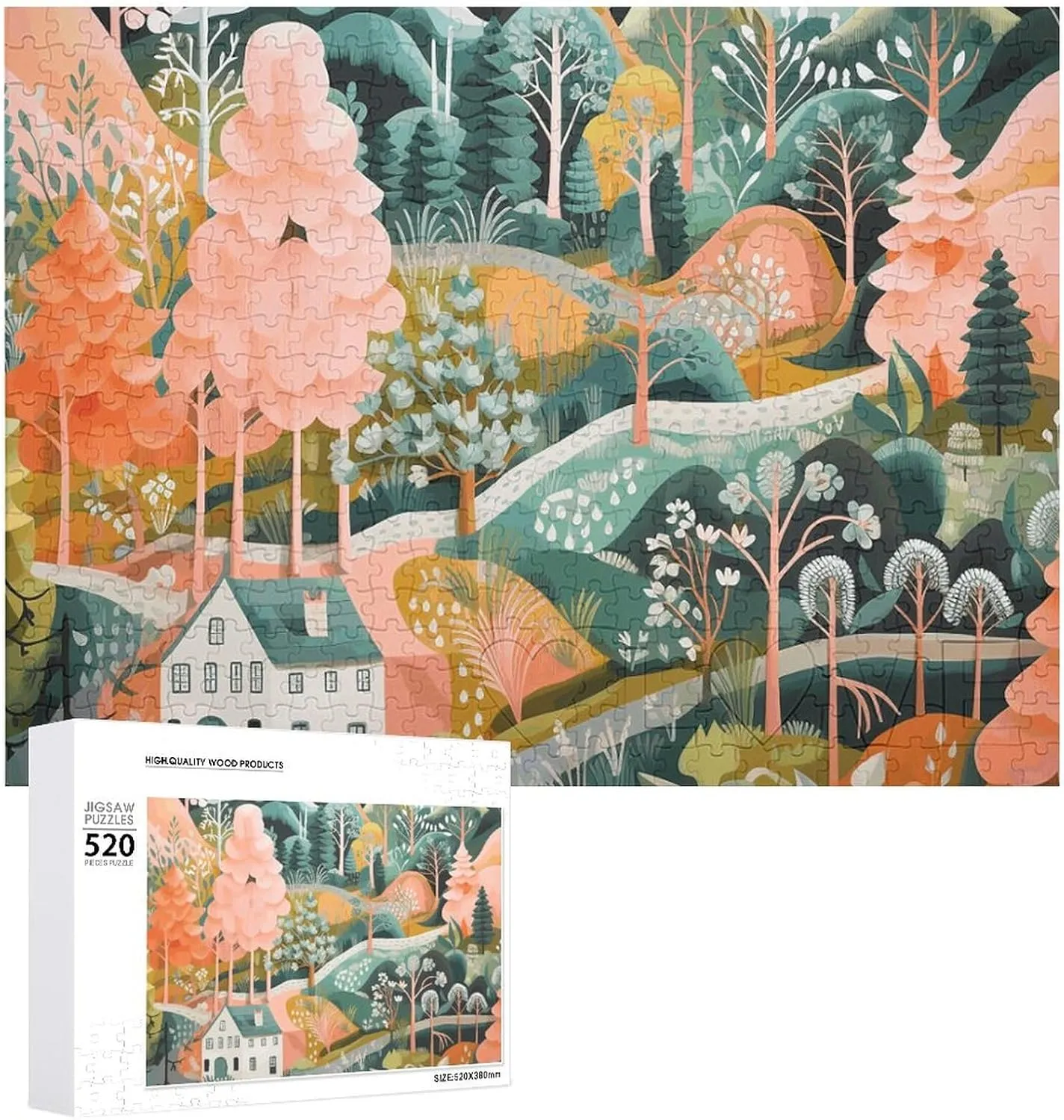 Puzzle Gifts 20.5" X 15 520 Piece Jigsaw Puzzle - Orange and Green choreograph omnipotent resistant robust bear thorn Picture Puzzles for Adults Challenging Puzzle Personalized Wooden Puzzle Photo 