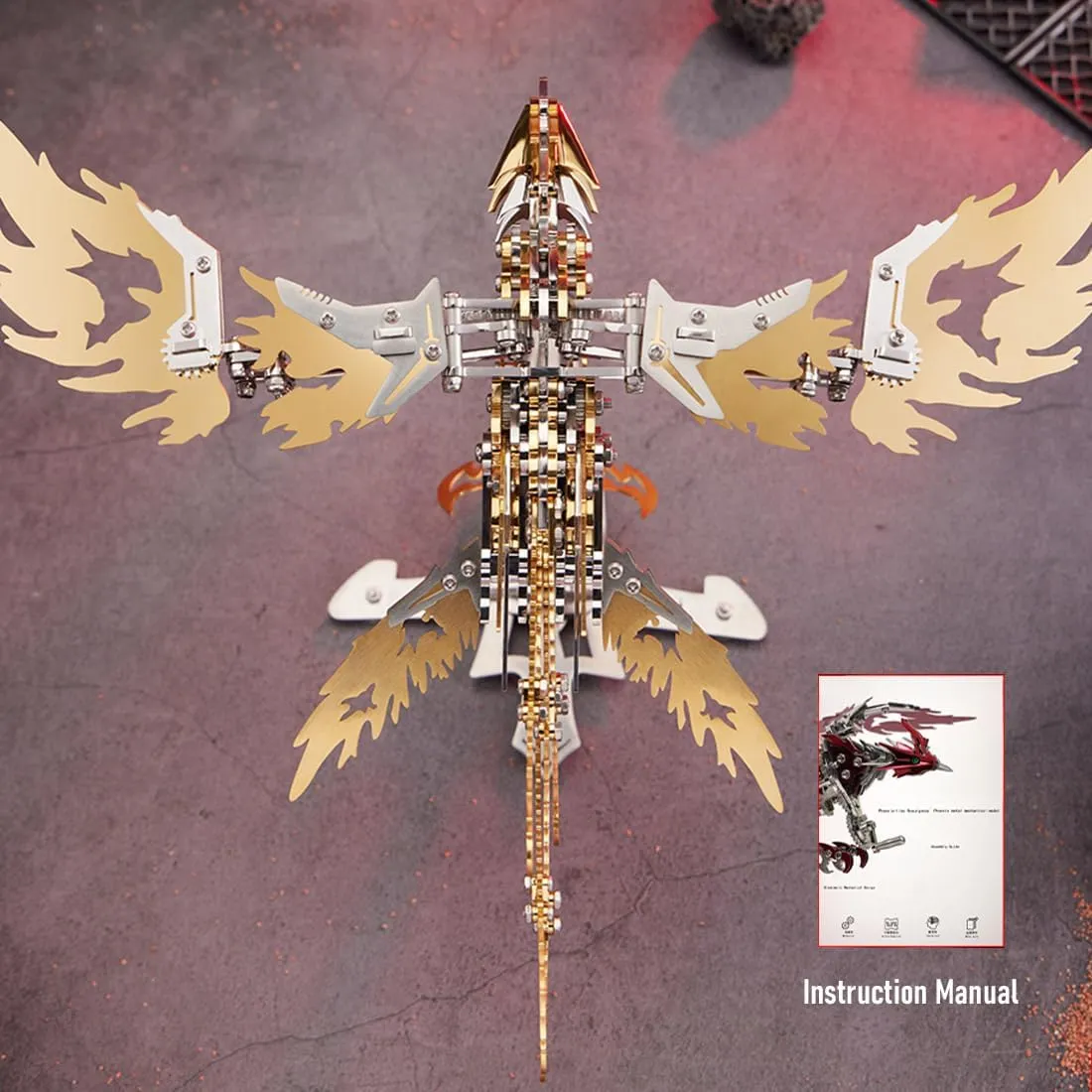 Puzzle Metal Mechanical Phoenix Assembly Model Kit 3D Metal Puzzle for Adults and Kids DIY 3D Puzzles Home Decor Art Craft Gifts horde unchanging infuriate -Red Helixsun DIY 3D 