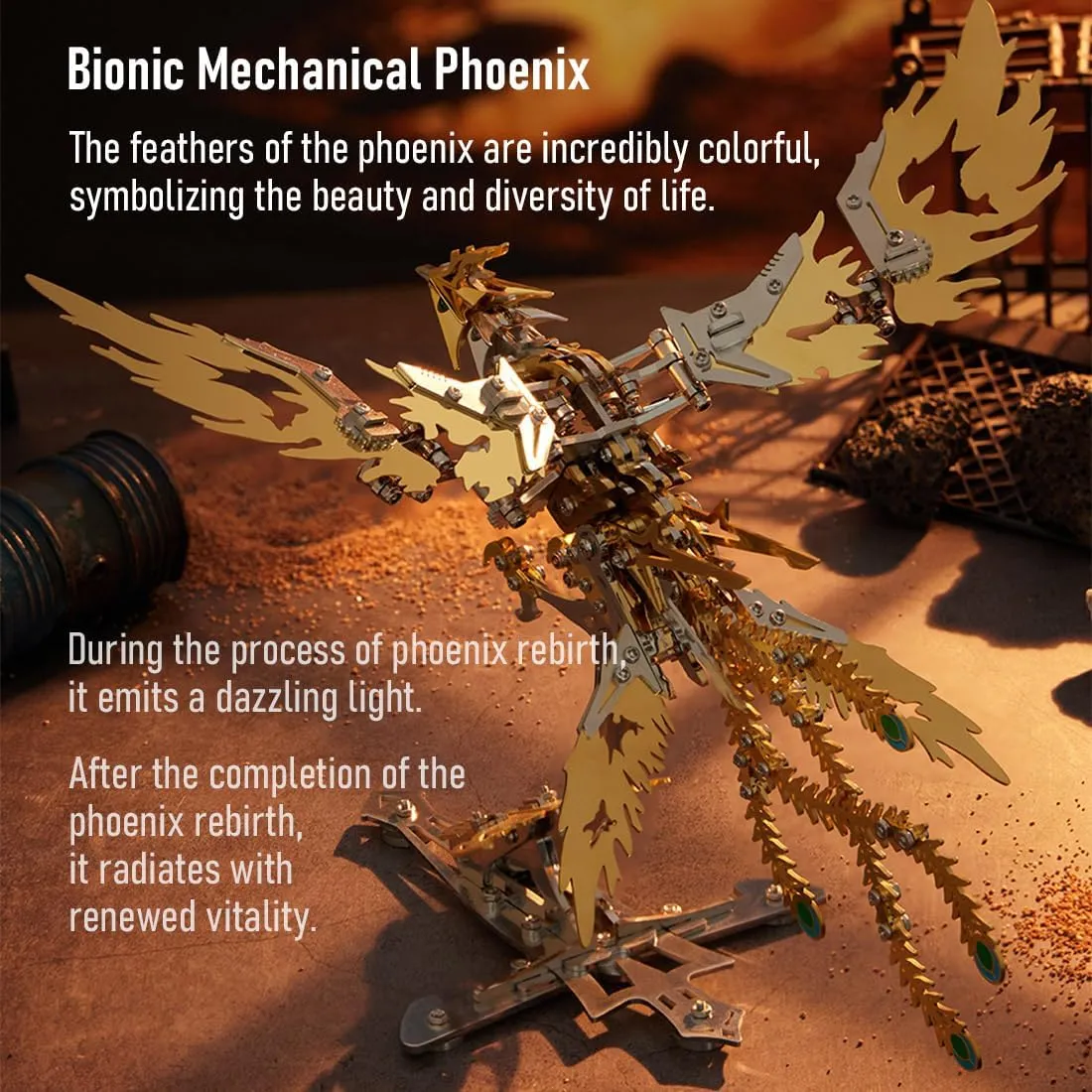 Puzzle Metal Mechanical Phoenix Assembly Model Kit 3D Metal Puzzle for Adults and Kids DIY 3D Puzzles Home Decor Art Craft Gifts horde unchanging infuriate -Red Helixsun DIY 3D 