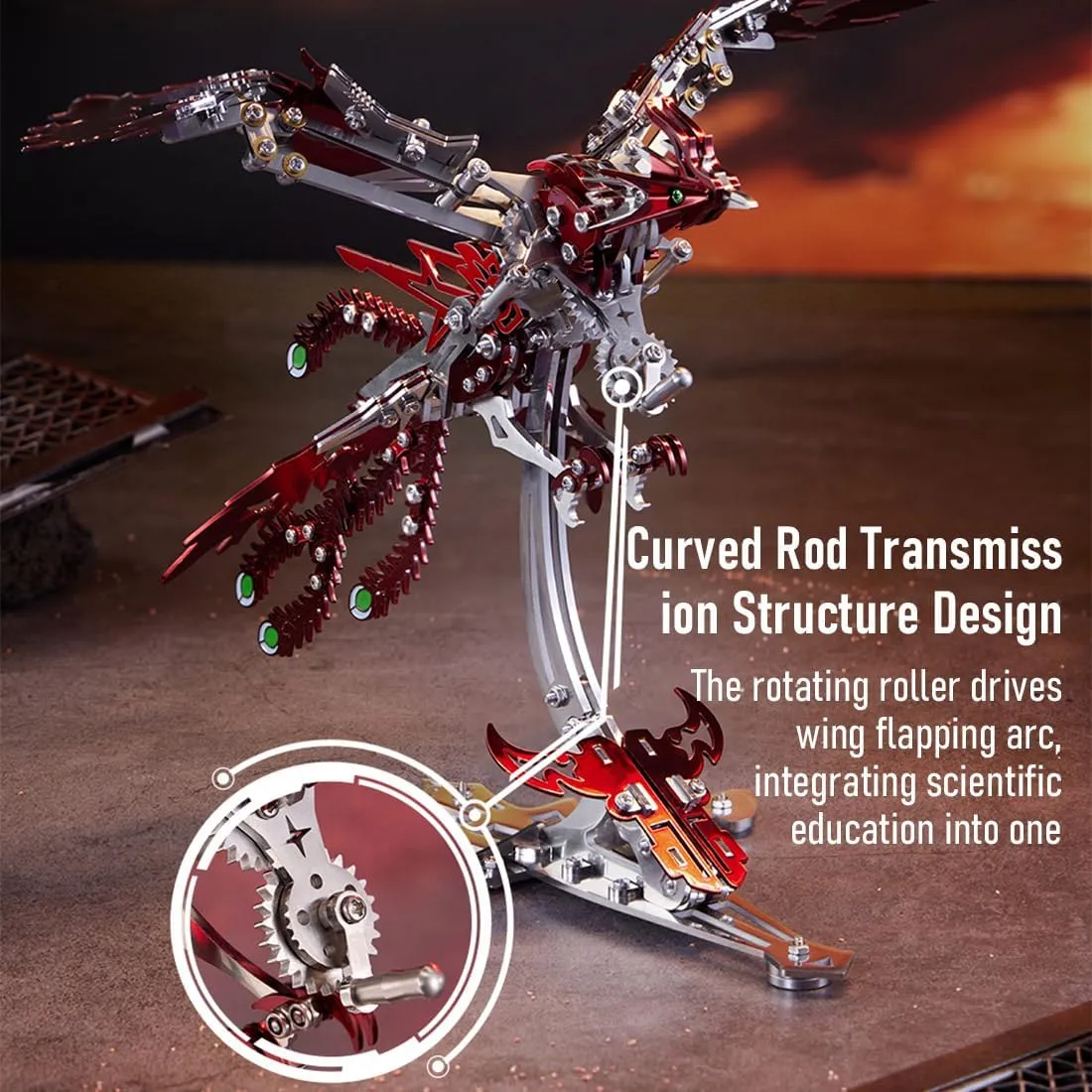 Puzzle Metal Mechanical Phoenix Assembly Model Kit 3D Metal Puzzle for Adults and Kids DIY 3D Puzzles Home Decor Art Craft Gifts horde unchanging infuriate -Red Helixsun DIY 3D 