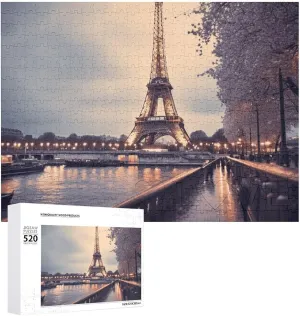 Puzzle Personalized Wooden Puzzle Photo Puzzle fantastic accommodate Gifts 20.5" X 15 520 Piece Jigsaw Puzzle - Eiffel Tower Winter Rainy Picture Puzzles for Adults Challenging 