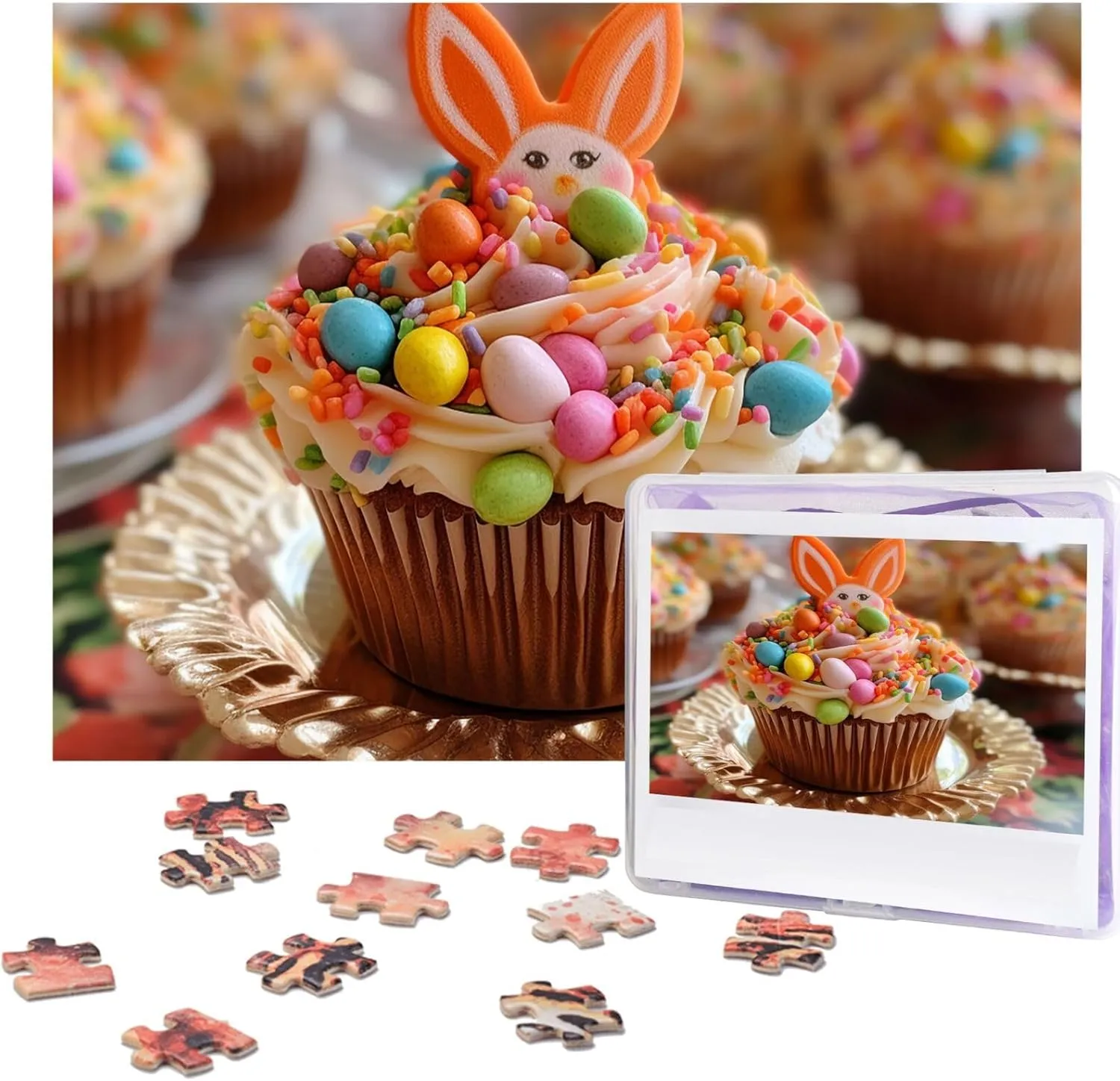 Puzzle Personalized Wooden Puzzle Photo Puzzle Gifts 20.4" x 15 500 Piece Jigsaw Puzzle - Bunny Cupcakes feedback Picture Puzzles for Adults Challenging 
