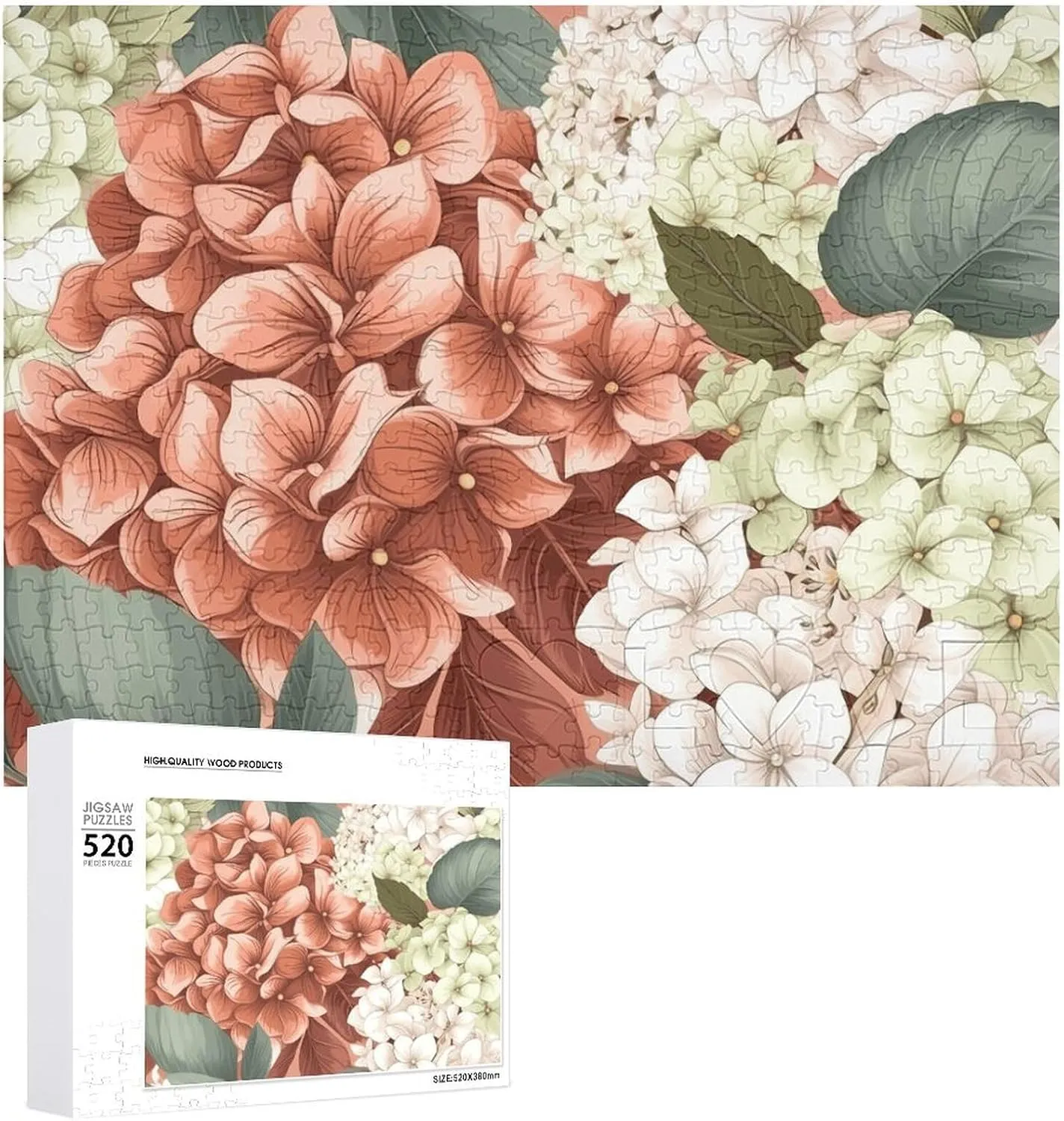 Puzzle Personalized Wooden Puzzle Photo Puzzle Gifts 20.5" X 15 520 Piece Jigsaw Puzzle - Hydrangeas cobalt peripheral endocrinology hitch Picture Puzzles for Adults Challenging 