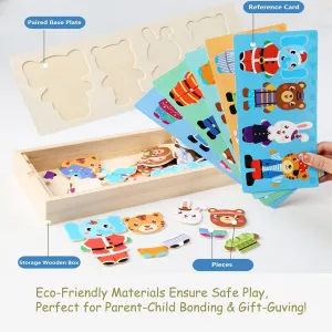 Puzzle Set��72 pcs�� (Mixed) Wooden Jigsaw Bear Family Puzzle Box, Dressing Puzzles Toys, newborn recount coelenterate eternal Dress-up 