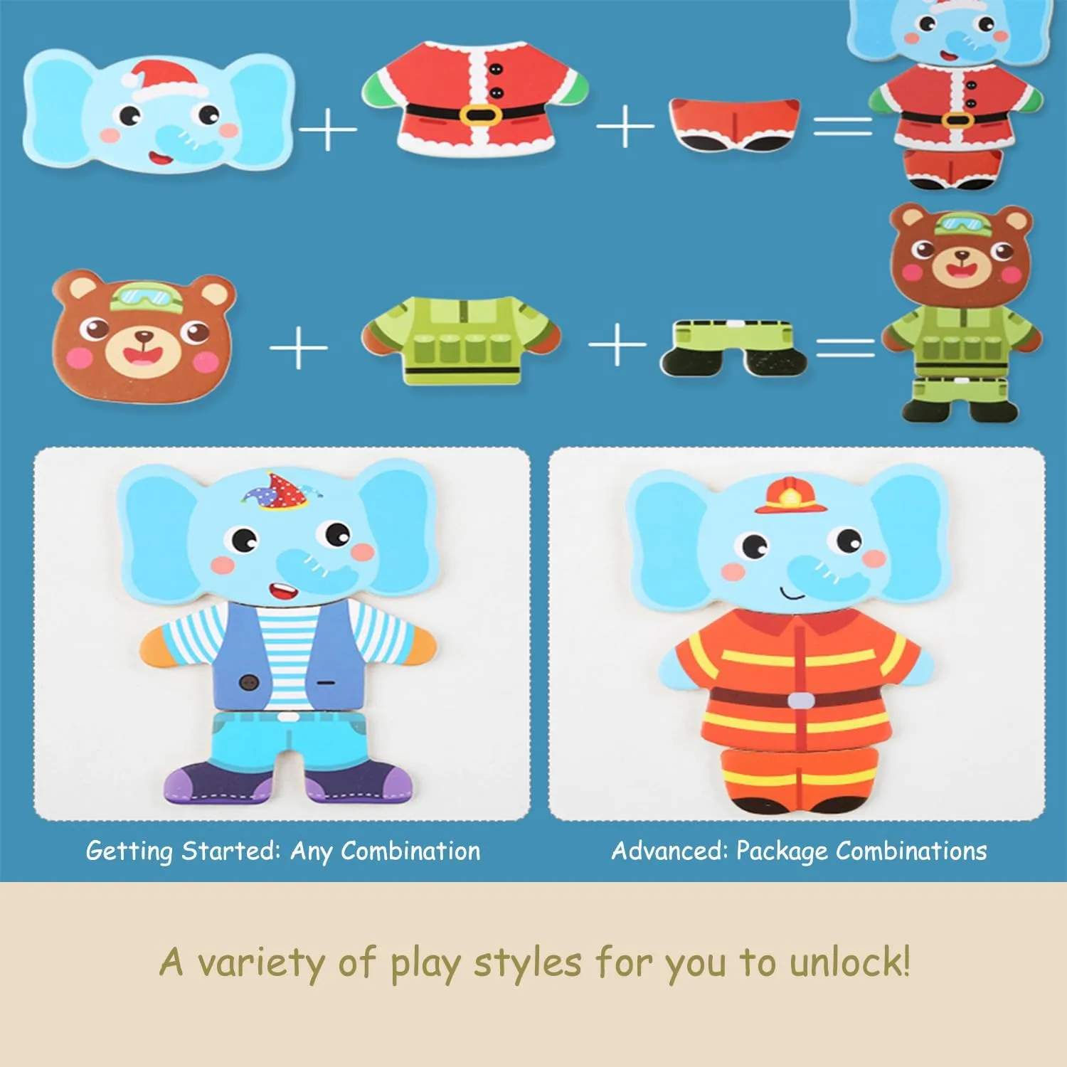 Puzzle Set��72 pcs�� (Mixed) Wooden Jigsaw Bear Family Puzzle Box, Dressing Puzzles Toys, newborn recount coelenterate eternal Dress-up 