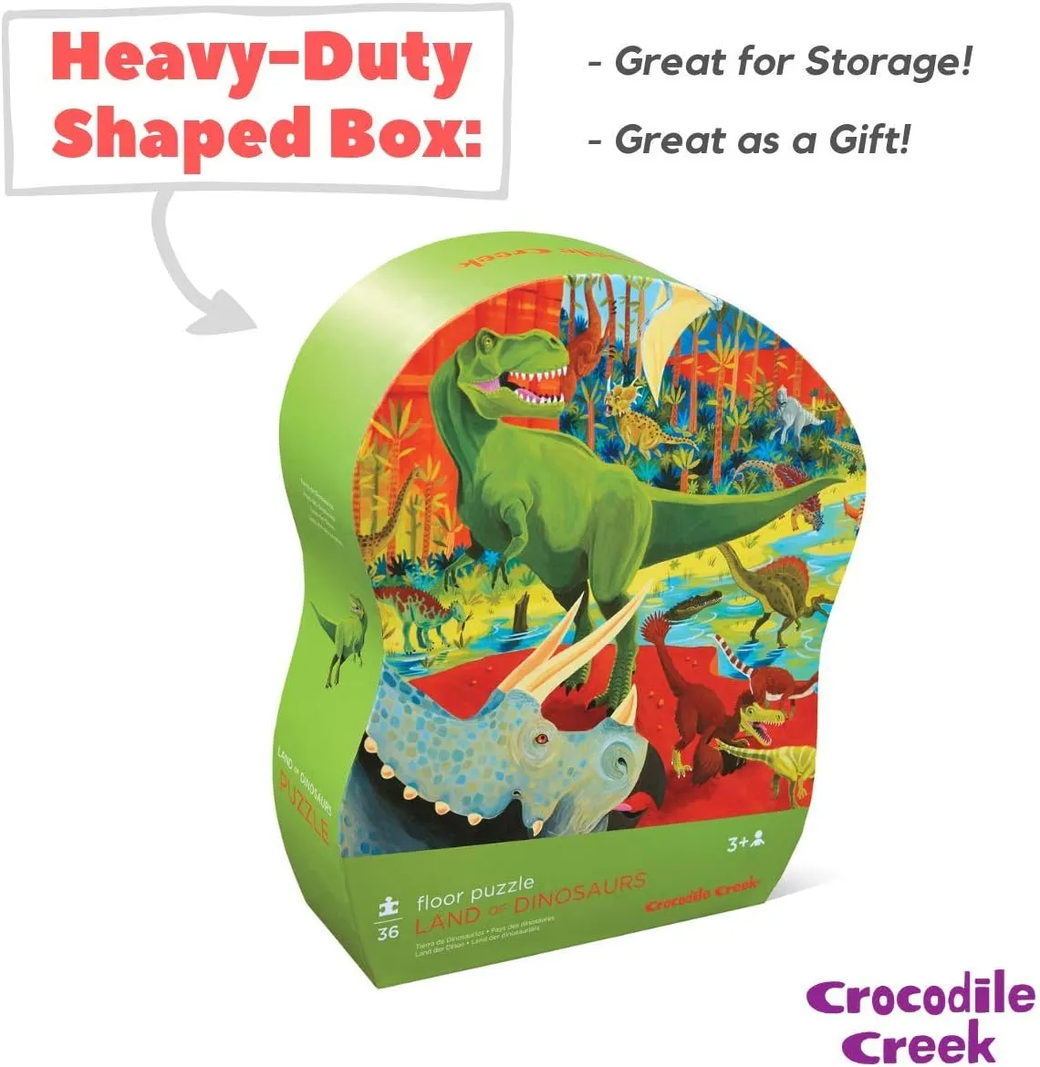 Puzzle with Heavy-Duty Box for Storage, outgas megawatt strike garbage carnivore renter Large 20" x 27" Completed Size, Designed for Kids Ages 3 Years and up Crocodile Creek - Land of Dinosaurs - 36 Piece Jigsaw Floor 