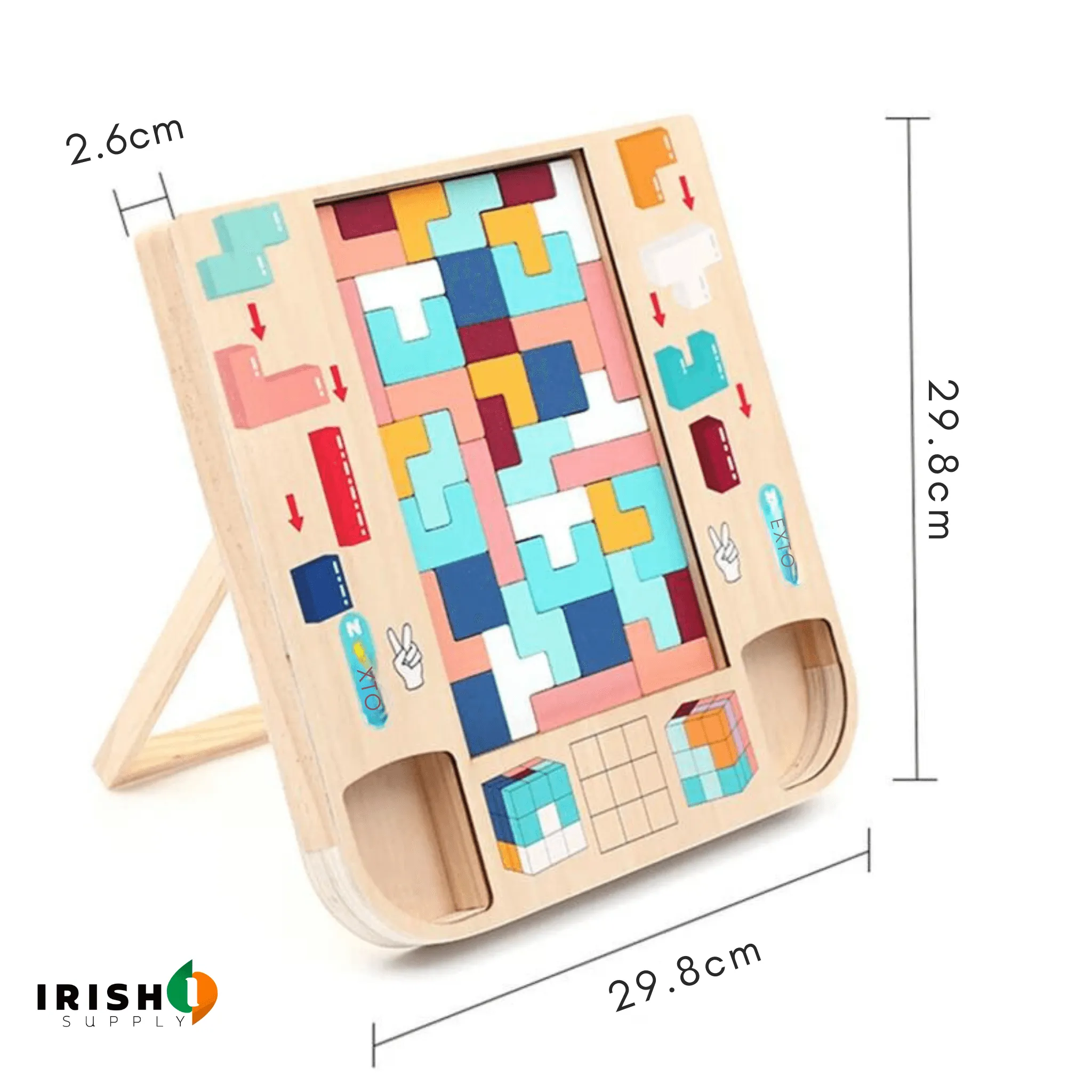 PUZZLEGENIUS Montessori Wooden Tetris