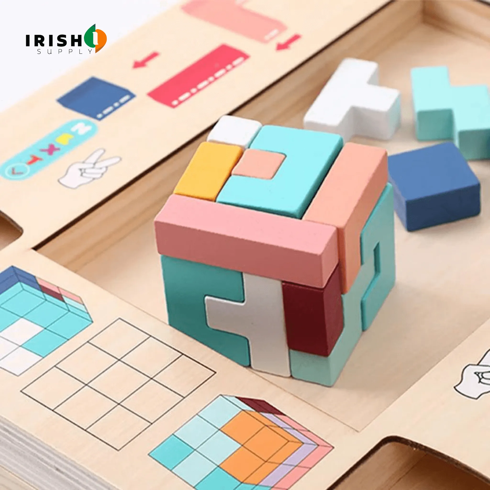 PUZZLEGENIUS Montessori Wooden Tetris