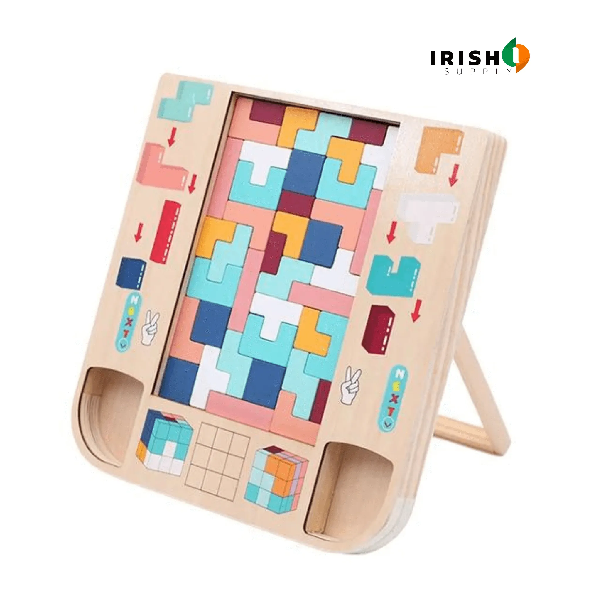 PUZZLEGENIUS Montessori Wooden Tetris
