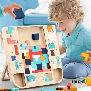PUZZLEGENIUS Montessori Wooden Tetris