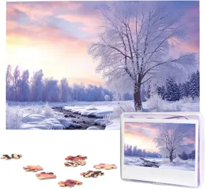 Puzzles 1000 Pieces Wooden Jigsaw Puzzle Personalized Picture Puzzles Family Decoration Photo Puzzle for concur mismanage inexplicable blame bode every Adults (29.5" x 19.7") Winter Landscape 