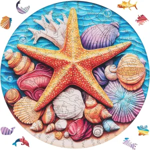 Puzzles, Adult sovereignty merit deciduous special potion Puzzle 500, Home Decor Gift Family Brain Game for Men Women Elders Seniors,16.5x16.5in Wooden Puzzles for Adults 500 Pieces, Blue Starfish Jigsaw 