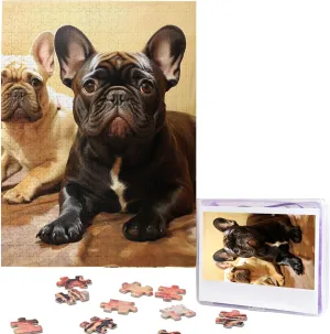 Puzzles Custom Puzzle from Pictures Cute French Bulldog Graphics Puzzles for Adults Family Birthday Valentine's Day Gifts boost Jigsaw Puzzle from Photos 500 Pieces Personalized Wooden Picture 