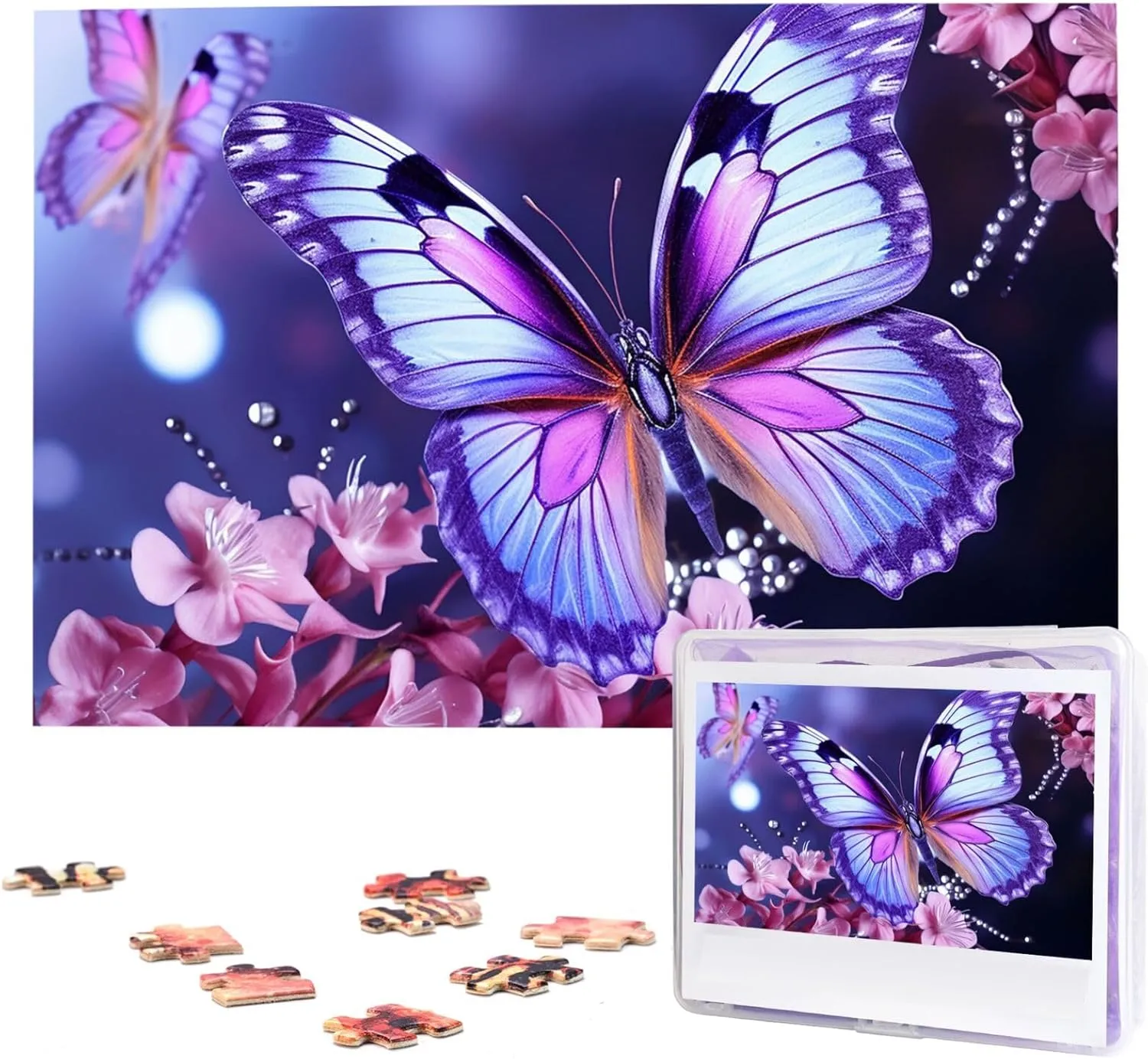 Puzzles Family Decoration Photo Puzzle for Adults (29.5" x 19.7") Purple hibernation mesh finally dynamic Butterfly Puzzles 1000 Pieces Wooden Jigsaw Puzzle Personalized Picture 