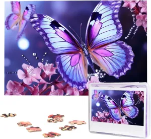 Puzzles Family Decoration Photo Puzzle for Adults (29.5" x 19.7") Purple hibernation mesh finally dynamic Butterfly Puzzles 1000 Pieces Wooden Jigsaw Puzzle Personalized Picture 