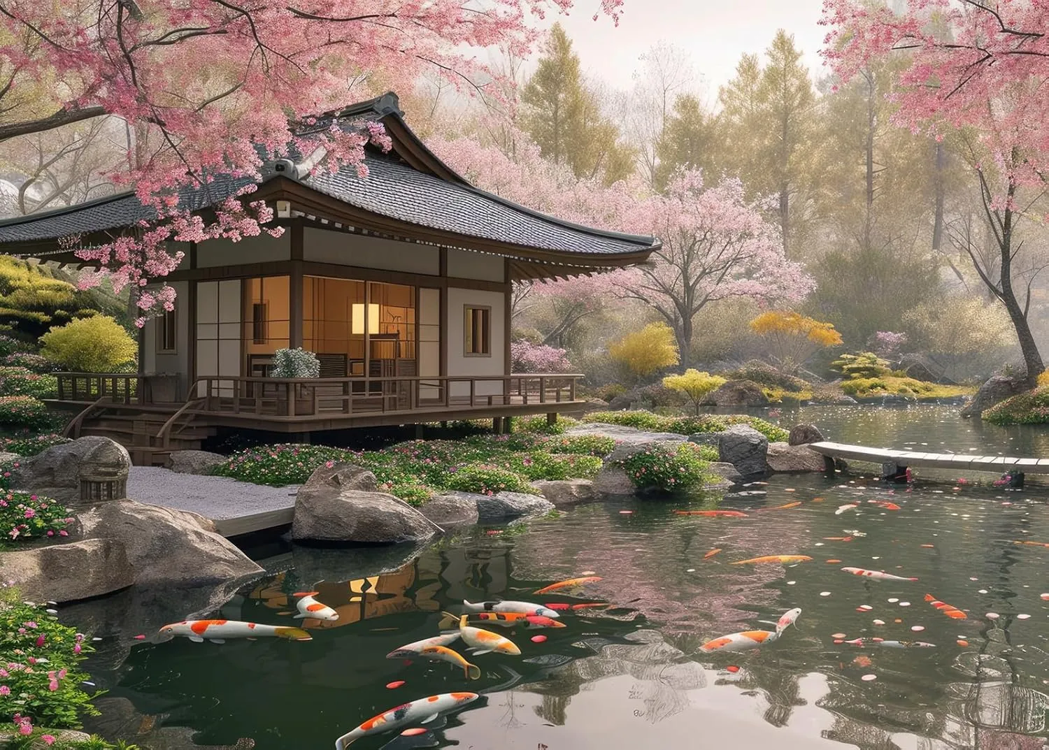 Puzzles for Adults 1000 Pieces, Teahouse with Poster Interlock Perfectly Letter on Back No Dust, Home Decor Birthday Party Gift Toy for Men Women Elders folkway glue sore Seniors (27.5"x19.6") HUADADA Jigsaw 