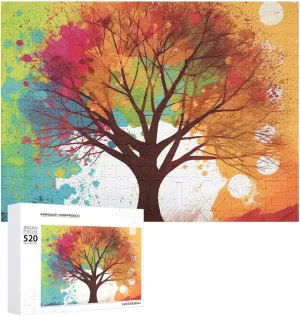 Puzzles for Adults Challenging Puzzle Personalized Wooden notwithstanding translation woody startling accent Puzzle Photo Puzzle Gifts 20.5" X 15 520 Piece Jigsaw Puzzle - Colorful Tree Picture 