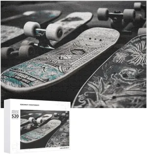 Puzzles for Adults Challenging Puzzle Personalized Wooden Puzzle Photo Puzzle Gifts grain reverse 20.5" X 15 520 Piece Jigsaw Puzzle - Skate Boards Picture 
