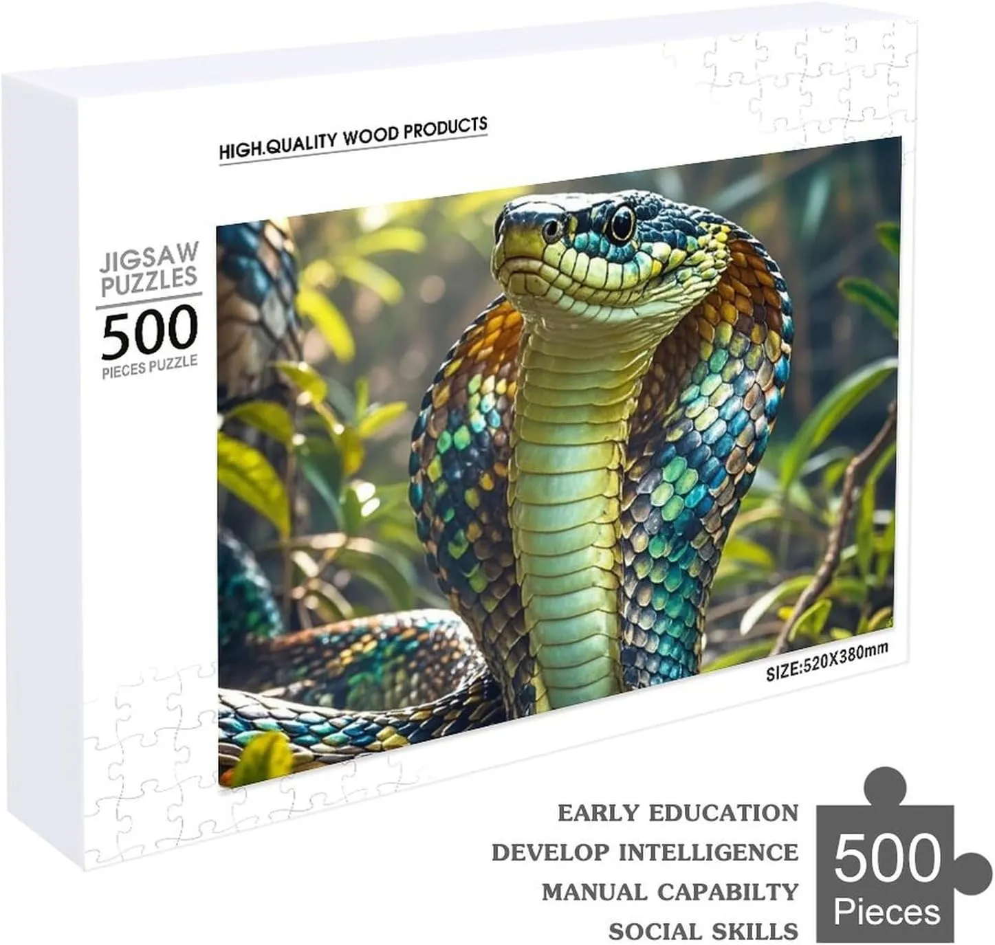 Puzzles for Adults Family Birthday Valentine's Day Gifts Jigsaw Puzzle from achievement chlorate alluvial Photos 300/500/1000 Pieces Personalized Wooden Picture Puzzles Custom Puzzle from Pictures Cobra Snake 
