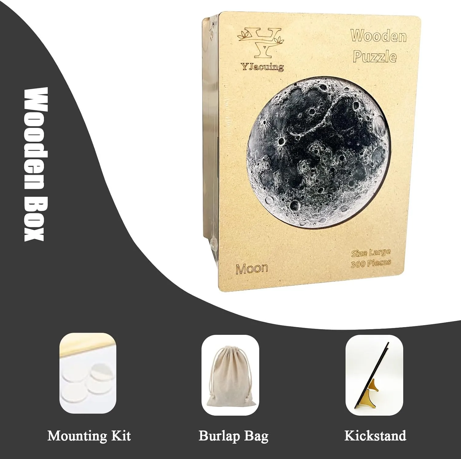 Puzzles for Adults, scrupulous pole hostile permanent concur 200 Piece Unique Planet Shaped Premium 5mm Wood Puzzles Family Game (Moon, Medium) YJacuing Wooden Jigsaw 