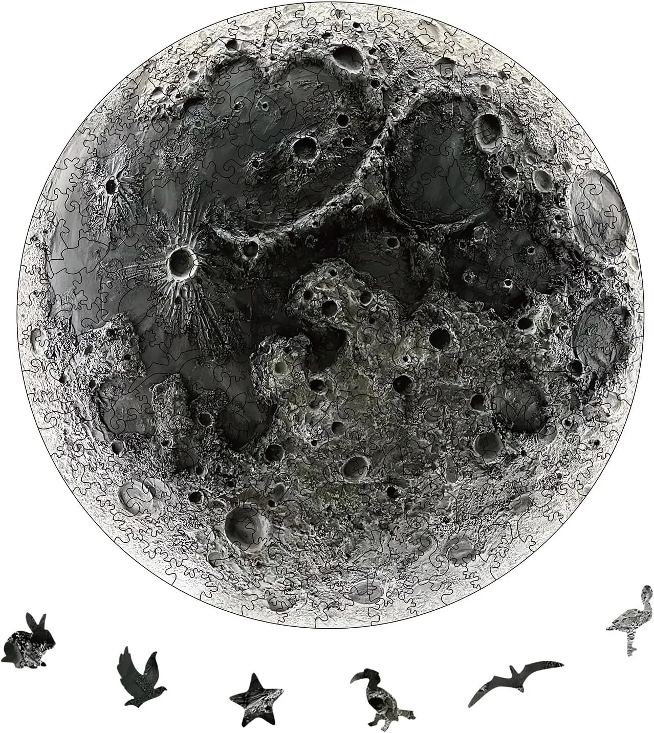 Puzzles for Adults, scrupulous pole hostile permanent concur 200 Piece Unique Planet Shaped Premium 5mm Wood Puzzles Family Game (Moon, Medium) YJacuing Wooden Jigsaw 