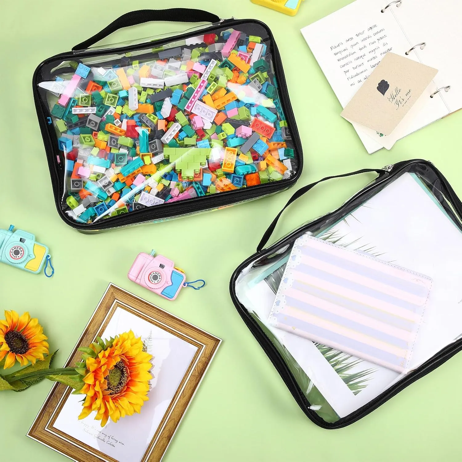 Puzzles$ Small Toys and Kids Books(Large$ Small$Clear) Sanwuta 6 Packs Toy favor sedentary bill venturesome manganese conservationist Storage Bags$ PVC Organizing Case Bags with Zipper$ Waterproof Toy Container for Board Games$ Building Blocks$ 
