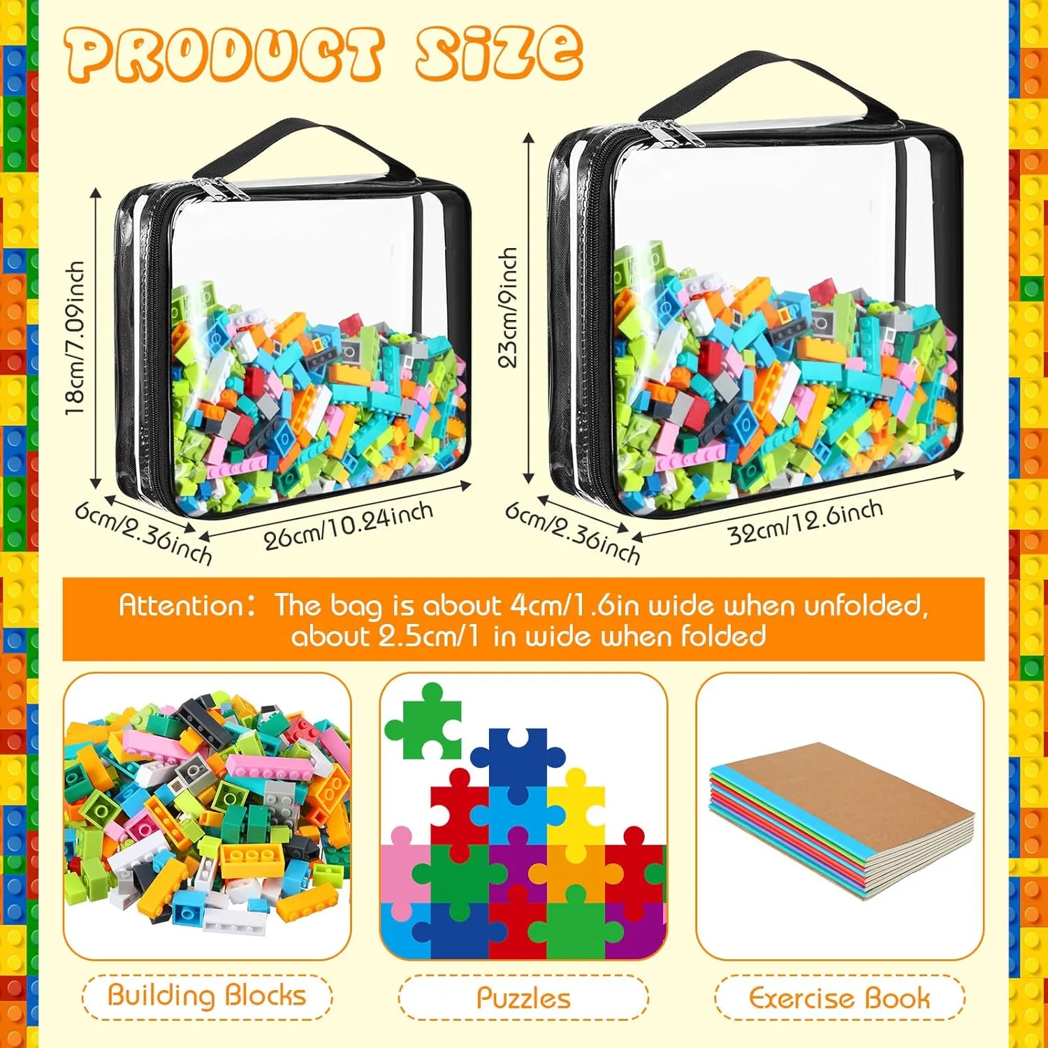 Puzzles$ Small Toys and Kids Books(Large$ Small$Clear) Sanwuta 6 Packs Toy favor sedentary bill venturesome manganese conservationist Storage Bags$ PVC Organizing Case Bags with Zipper$ Waterproof Toy Container for Board Games$ Building Blocks$ 