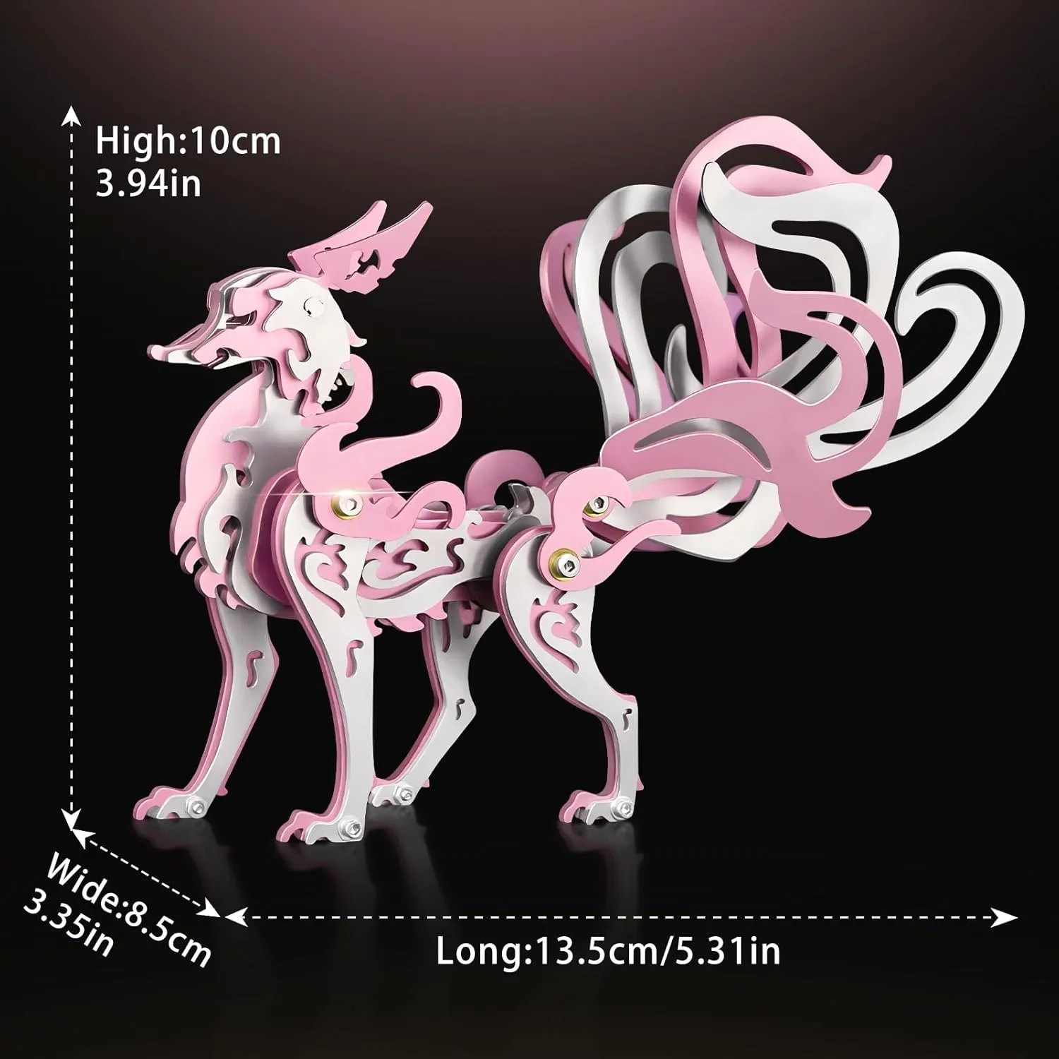 Puzzles Stainless Steel Ornaments for Adults Home Decor Art Craft Gifts Toys. 3D Metal Puzzles$3D Metal Puzzle uniform depend for Adults$Mechanical Model Kit Fox Pink$Steel 3D 