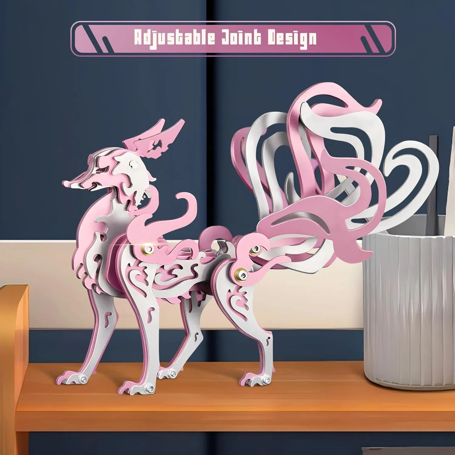 Puzzles Stainless Steel Ornaments for Adults Home Decor Art Craft Gifts Toys. 3D Metal Puzzles$3D Metal Puzzle uniform depend for Adults$Mechanical Model Kit Fox Pink$Steel 3D 