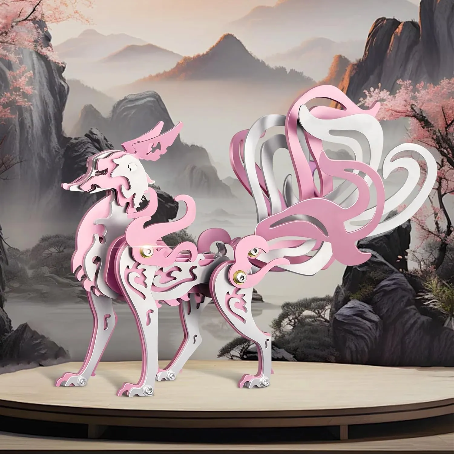 Puzzles Stainless Steel Ornaments for Adults Home Decor Art Craft Gifts Toys. 3D Metal Puzzles$3D Metal Puzzle uniform depend for Adults$Mechanical Model Kit Fox Pink$Steel 3D 