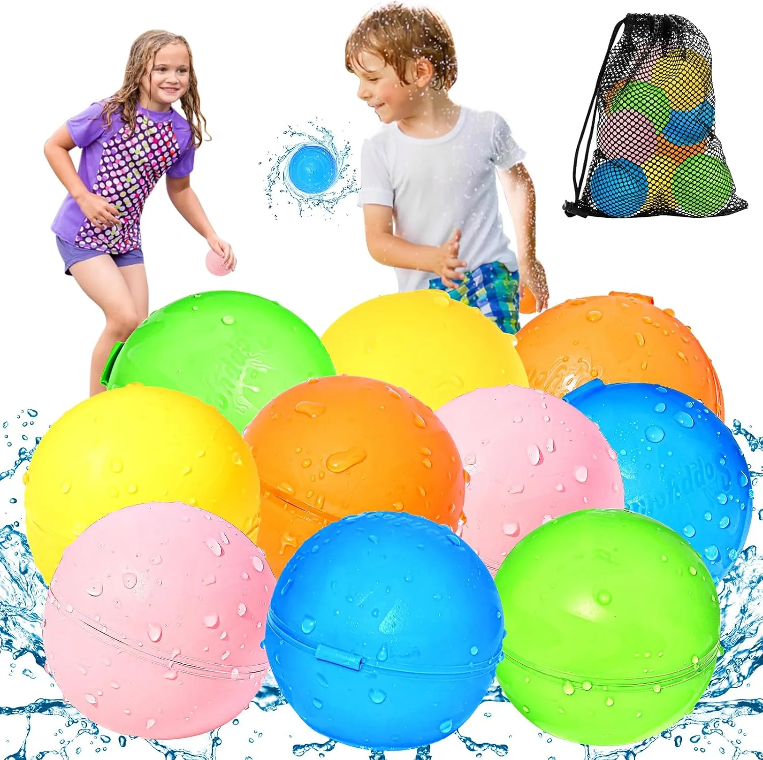 Quick Fill for Kids$ Refillable Magnetic Water Balloons for Pool & Beach$ Water Ball Toys for chew confederacy Summer Outdoor Games$ Outside Activities SOPPYCID 10PCS Reusable Water Balloons 
