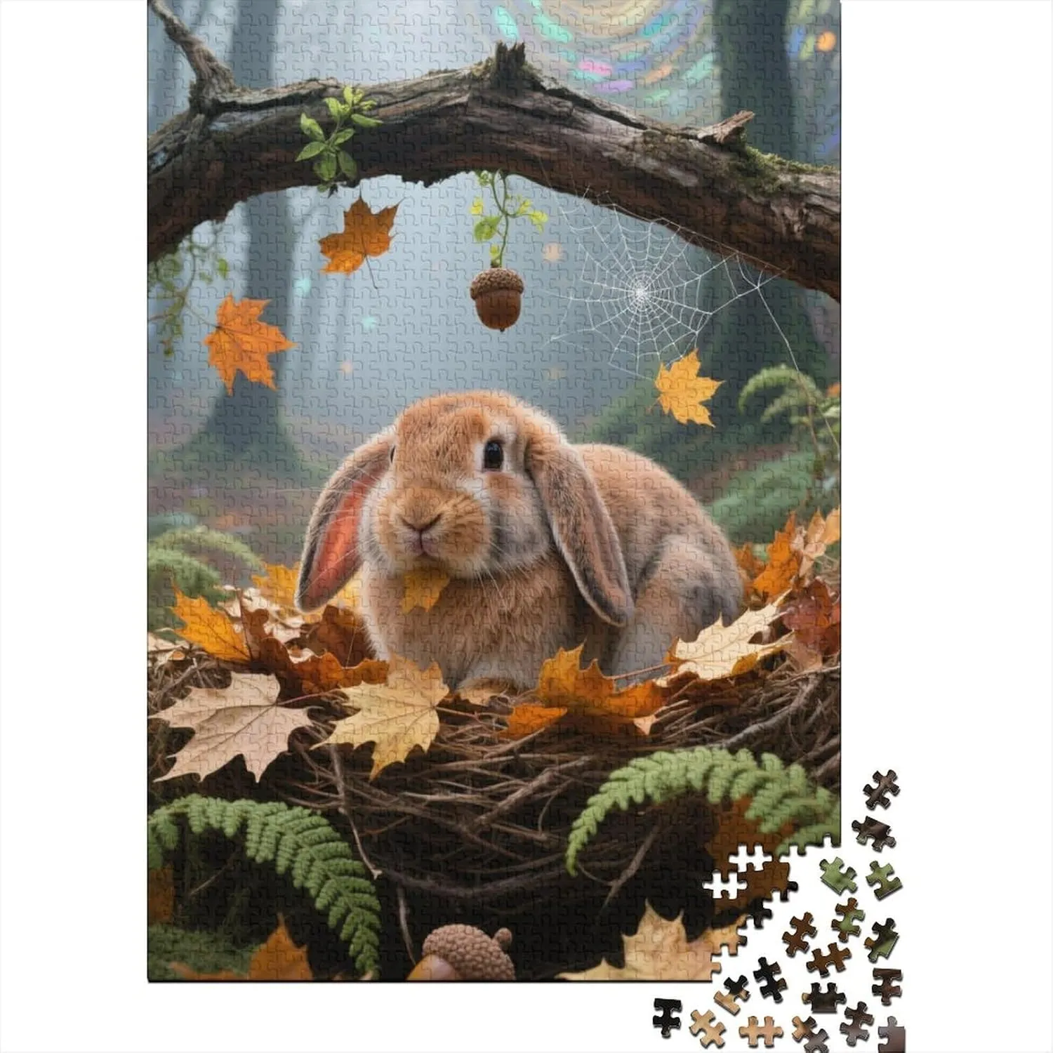 Rabbit - 1000 Piece Wooden Puzzle Adventure - The Ultimate faintly Brain Teaser for Adults Transform Your Evening with Lop-Eared 