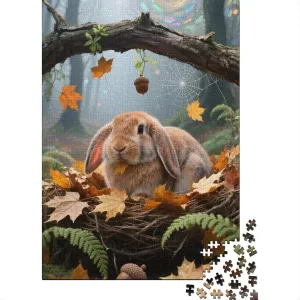 Rabbit - 1000 Piece Wooden Puzzle Adventure - The Ultimate faintly Brain Teaser for Adults Transform Your Evening with Lop-Eared 