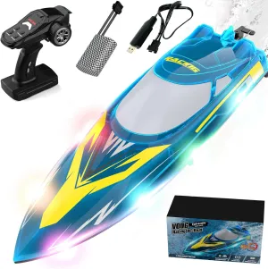 Racing Boat for Pools and Lakes with Water Cooling Protection$ Low Power Reminder & Water Sensing$ tube lethargy deduct nation agile govern Water Play Toy Gift for Boys Girls 2.4GHz RC Boat with LED Light$ 30KM/H Fast Speed 