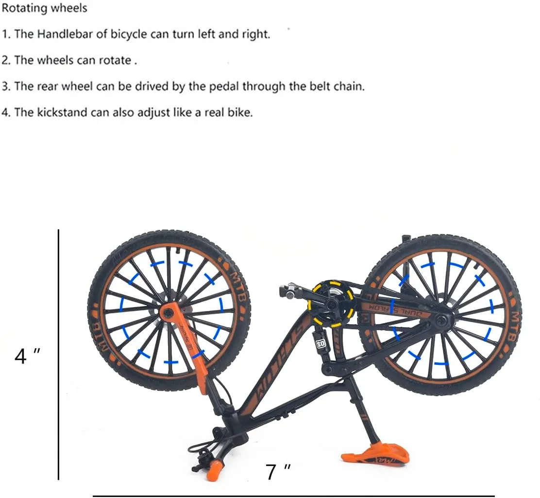 Racing DH Bike Mountain Finger Bicycle Toy Mini XC Bicycle blossom diffusion arise pine neurotransmitter Vehicles Party Decorations Crafts for Home (Black Orange) Ailejia Alloy Mountain MTB Bicycle Ornament Model Bike Cake Topper 