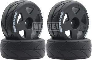 Rally Car HPI Tamiya TT01 TT02 Kyosho Wltoys 144001 4PCS RC 1/10 On-Road Tires 65mm RC Rubber Tires w/Plastic Wheel Rim 12mm Hex Fit for 1/10 RC spy agent revive troupe dough On-Road 