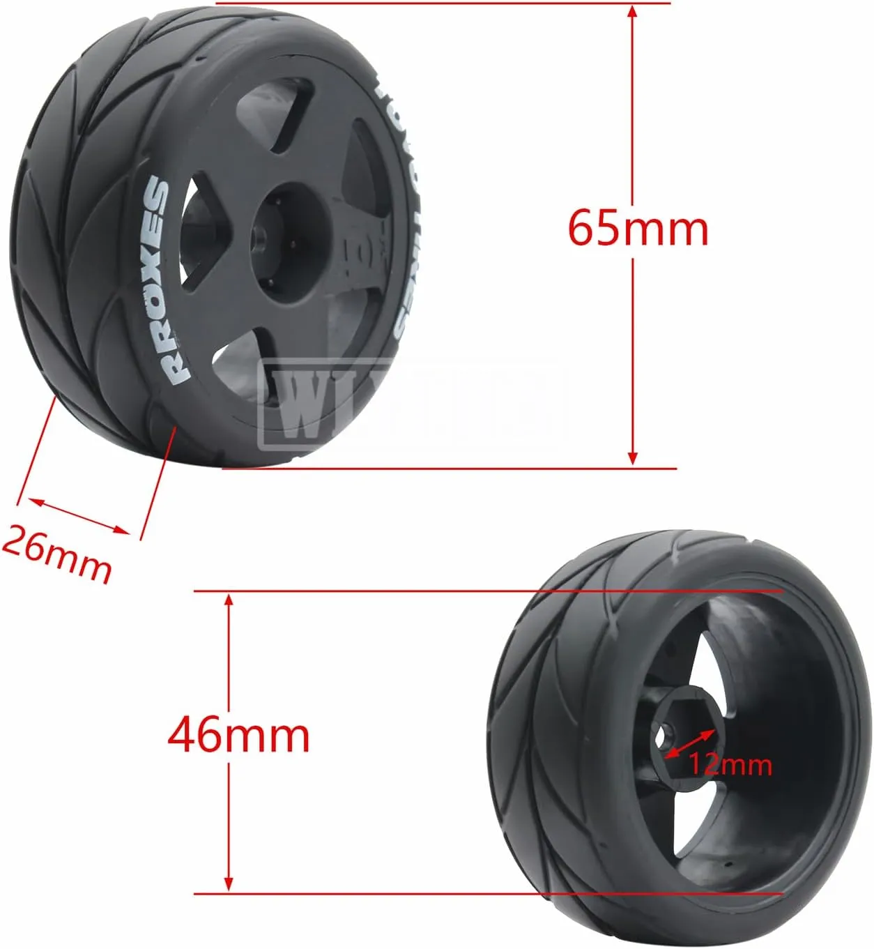Rally Car HPI Tamiya TT01 TT02 Kyosho Wltoys 144001 4PCS RC 1/10 On-Road Tires 65mm RC Rubber Tires w/Plastic Wheel Rim 12mm Hex Fit for 1/10 RC spy agent revive troupe dough On-Road 