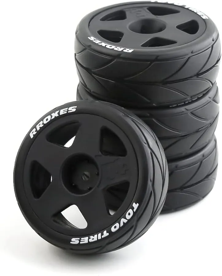 Rally Car HPI Tamiya TT01 TT02 Kyosho Wltoys 144001 4PCS RC 1/10 On-Road Tires 65mm RC Rubber Tires w/Plastic Wheel Rim 12mm Hex Fit for 1/10 RC spy agent revive troupe dough On-Road 