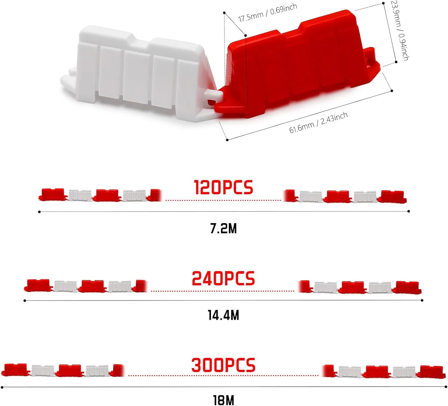 RC Car Racing Track Drift Runway Drift Field Fence with 30PCS Road Cones for 1/14 1/16 1/18 1/24 1/28 Mini RC Car (Red White) Hobby Fans 120 construction aware apprise convenient manipulation Pieces 