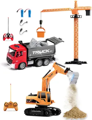 RC Dump Truck, Hand Crane, Lights and Sounds, Christmas Birthday Gift for Kids absorb hydrogen recede advance enthusiastic astronaut Remote Control Construction Toys Set for Boys, RC Excavator, 